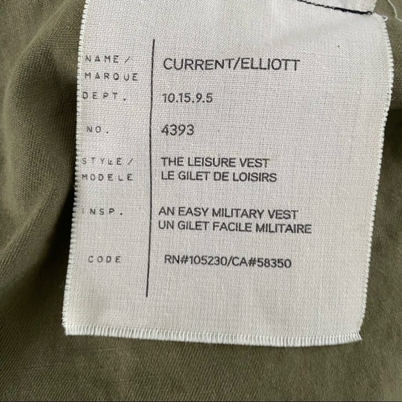 Current/Elliott Women's Green An Easy Military Vest Size 0 (XS) Style 4393-0635 - Picture 4 of 7